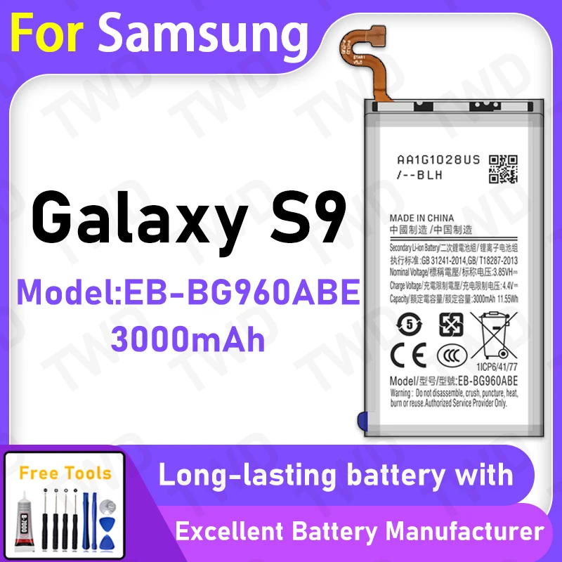 

100% New 3000mAh EB-BG960ABE Battery For Samsung Galaxy S9 Battery Replacement Bateria+Free Tools