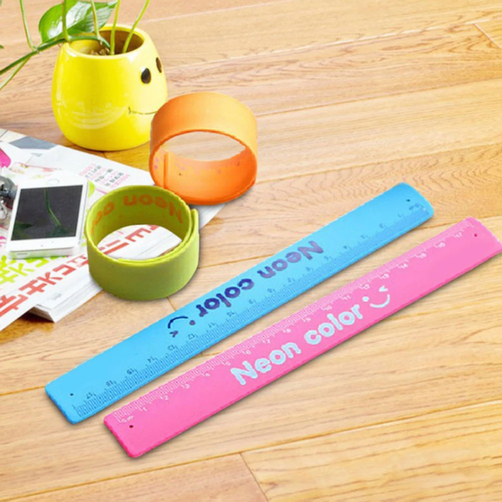 4Pcs Flexible Bracelet Ruler 180mm Shatterproof Earth Tones Measuring Tools Kids Toys Foldable Ruler Student Gifts Classroom
