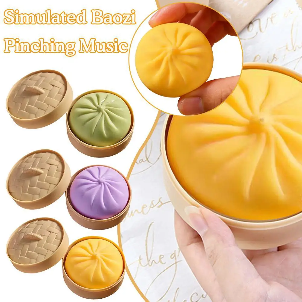 Dampfgarer-Korb-Quetschspielzeug: Buntes Brötchen-Modell, weicher Squeeze-Teigball, sensorisches Fidget-Spielzeug zur täglichen Stresslinderung