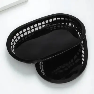 

12pcs Plastic Baskets Food Storage Trays Snack Containers For Home Restaurant Black Color Easy Clean Environmentally