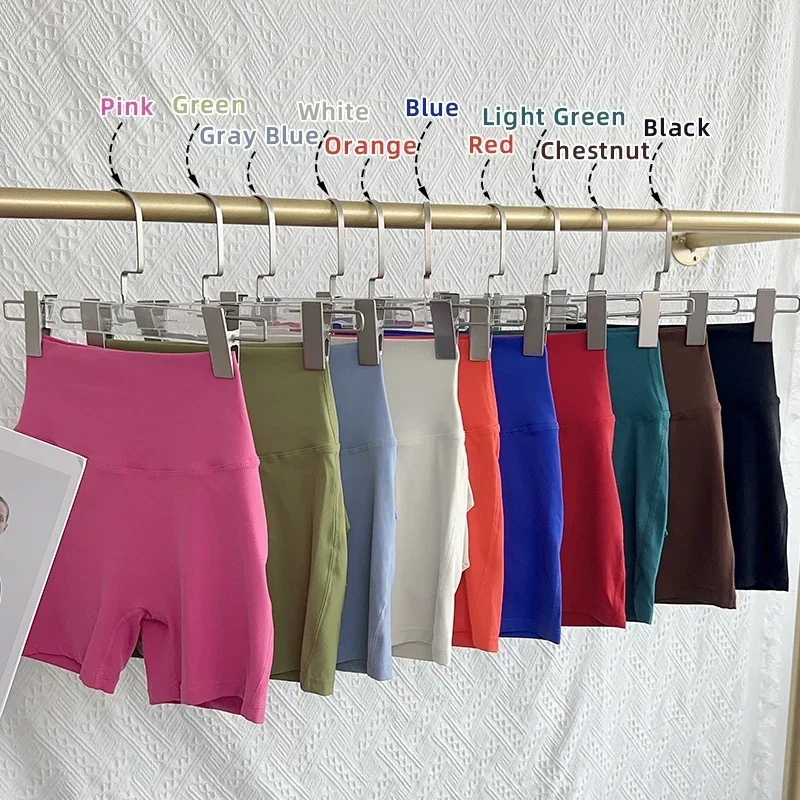 Shorts de yoga taille haute avec poche, leggings de sport, séchage rapide, entraînement de gym, cyclisme, sports de plein air, couleur chair, fesses de pêche