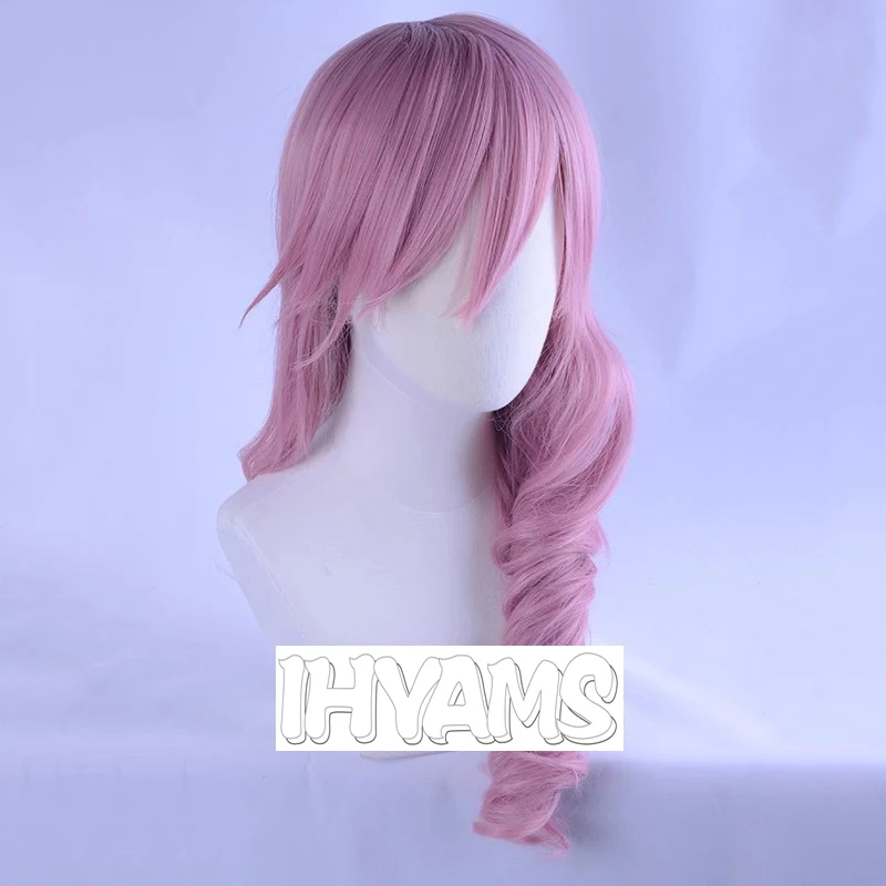 Lightning Final Fantasy peruka do cosplay FF13 mieszane długie różowe kręcone włosy żaroodporne przebranie na karnawał peruki + bezpłatna czapka z peruką