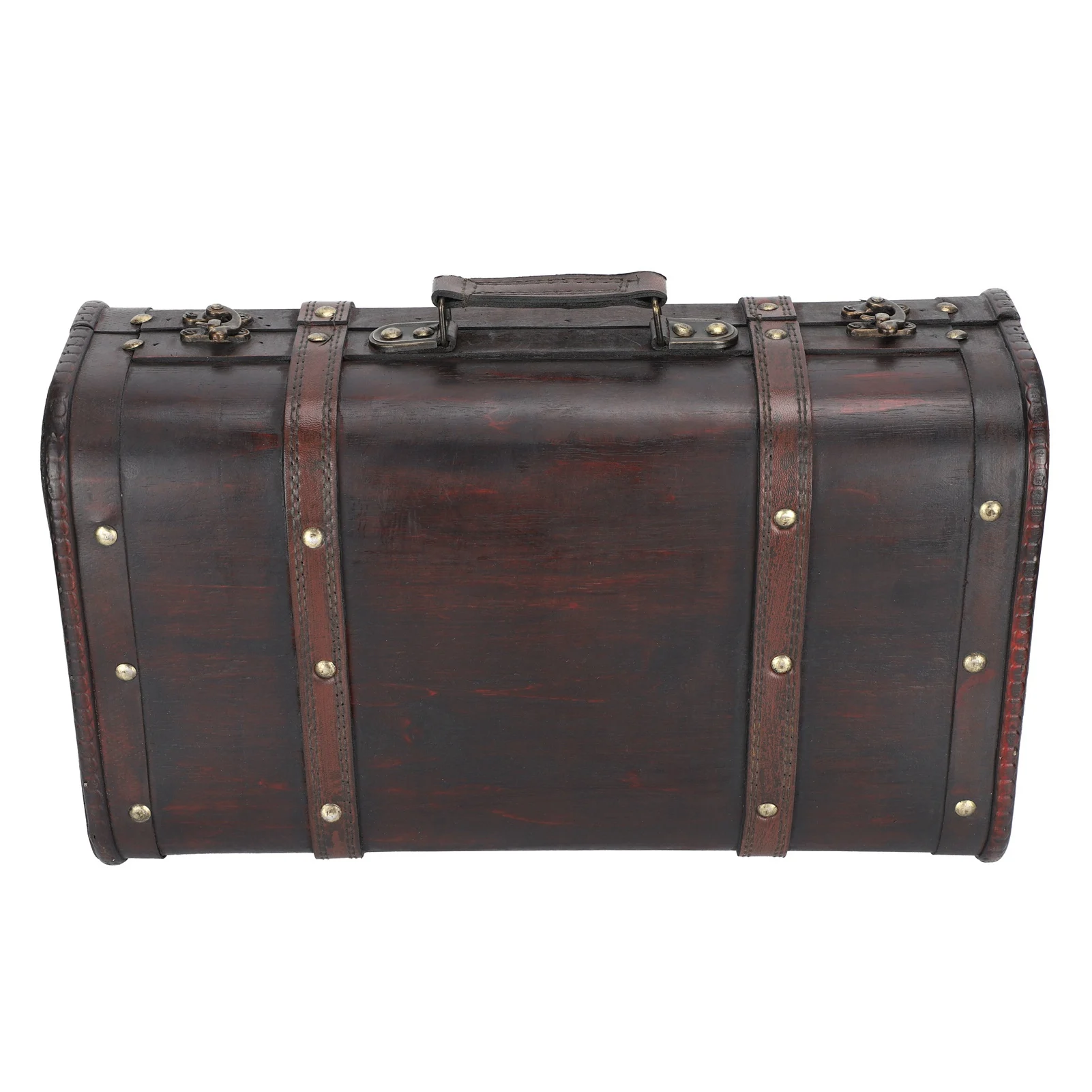 Portable Antique Suitcase Vintage Wooden Case Photography Props Craft Decoration Box Ornament