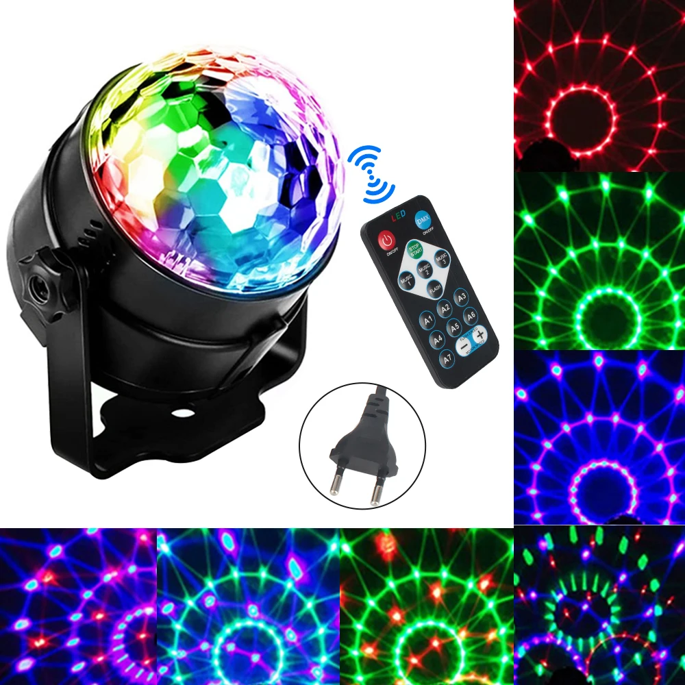 

Для дома KTV Bar Xmas Красочный светодиодный сценический светильник Disco Light DJ Party Light Звуковая активация Вращающаяся лазерная лампа RGB для проектора