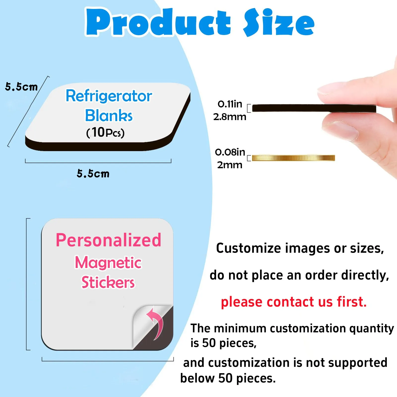 10Pcs/Set Sublimation Magnet Blanks Sublimation Blank Fridge Magnets Personalized Home Kitchen Refrigerator Wall Door Decoration