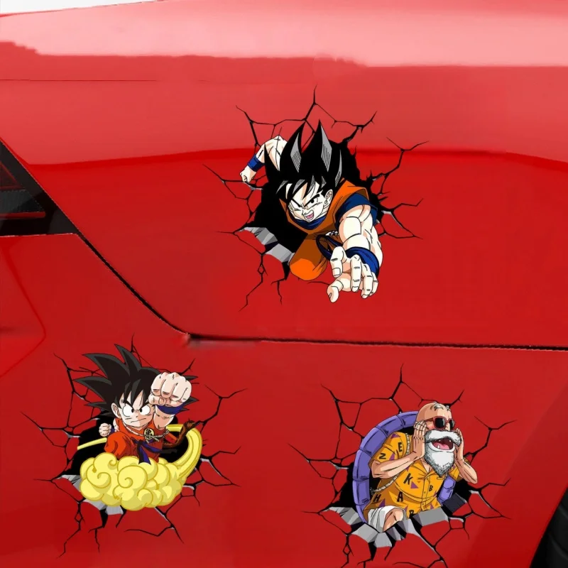 Crack Wall Dragon Ball Master Funny Cartoon Car Decal Anti Rain Sun Removable Vinyl Sticker Cool Auto Bumper Decor for Teen Fans
