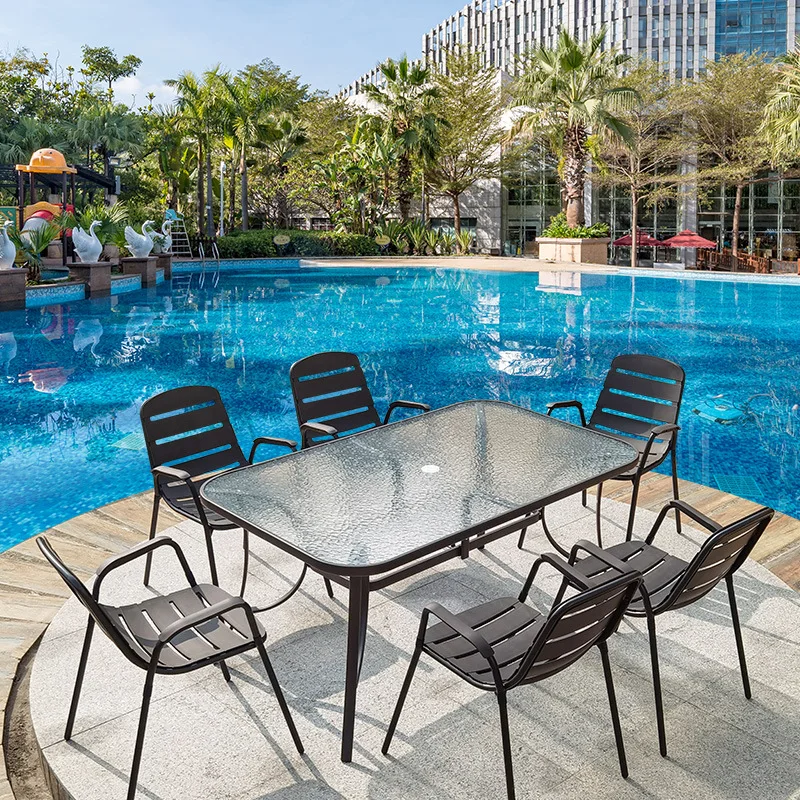

Garden villa outdoor table and chairs courtyard wrought iron three-piece coffee table combination