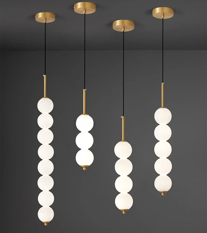 

Modern Minimalist White Glass LED Chandelier Restaurant Bedroom Bedside Hotel Pendant Light Indoor Lighting Decoration Wall Lamp
