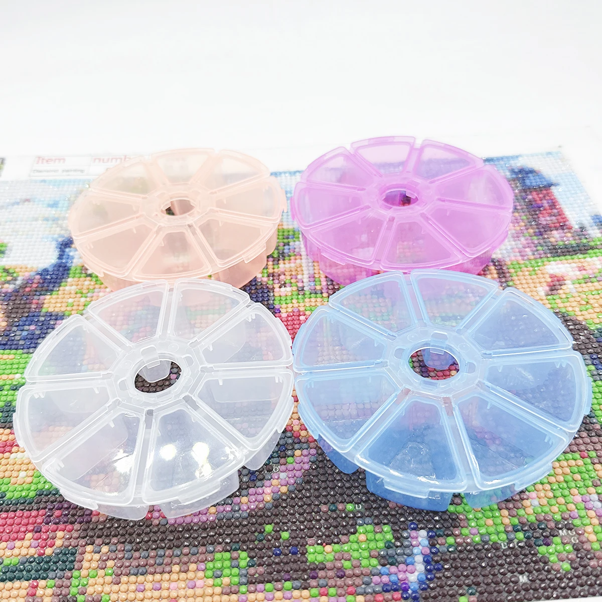 4pc/set plastic transparent storage box, diamond painting tool storage box with 8 compartments, transparent storage box