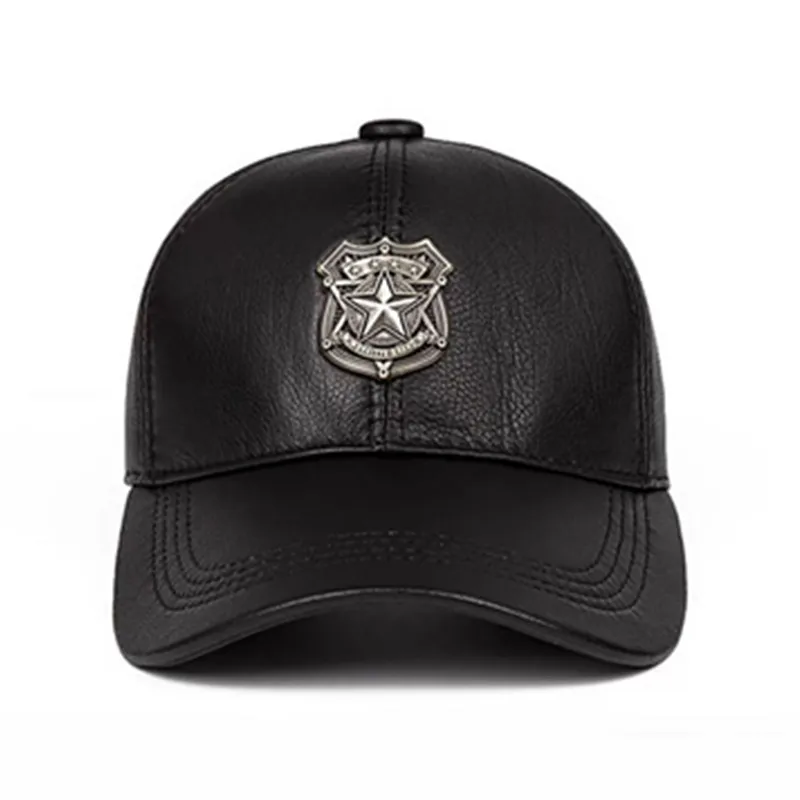

2025 New Autumn Natural Leather Caps For Men Sheepskin Baseball Cap Simple Personality Warm Party Hats Leather Hat Snapback Cap
