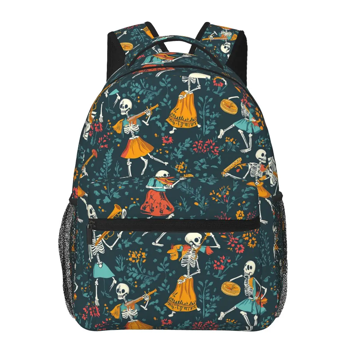 

Skeleton Playing Violin Halloween Student Backpack School Bag Hiking Travel Daypack for Men Women Fashion Bookbag Shoulder Bags