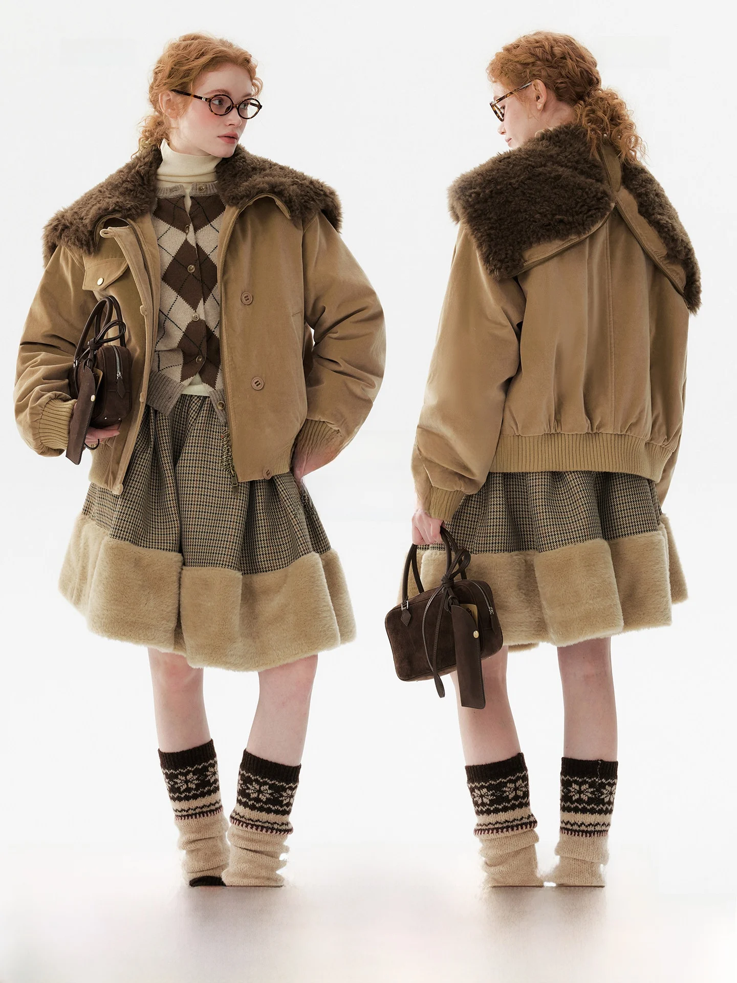 

Женская зимняя рабочая куртка-пилот с регулируемым большим меховым воротником, капюшоном и длинными рукавами на молнии