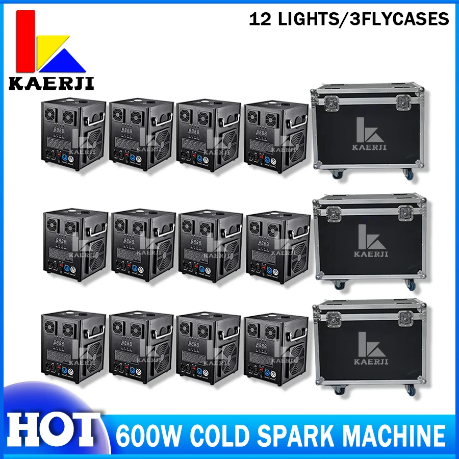 

Free Shipping 12Pcs 600W Cold Spark Machine With 3 Flight Cases DMX Remote Cold Fireworks Fountain Spark Stage Sparkular Machine