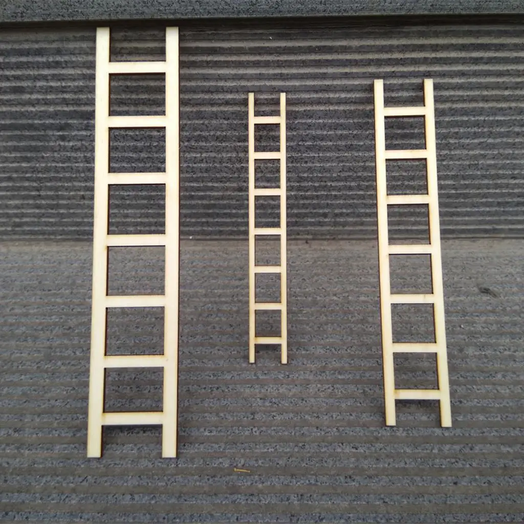 Pack Of 3 Unfinished Simple Mini Wooden Ladder Dollhouse DIY Crafts