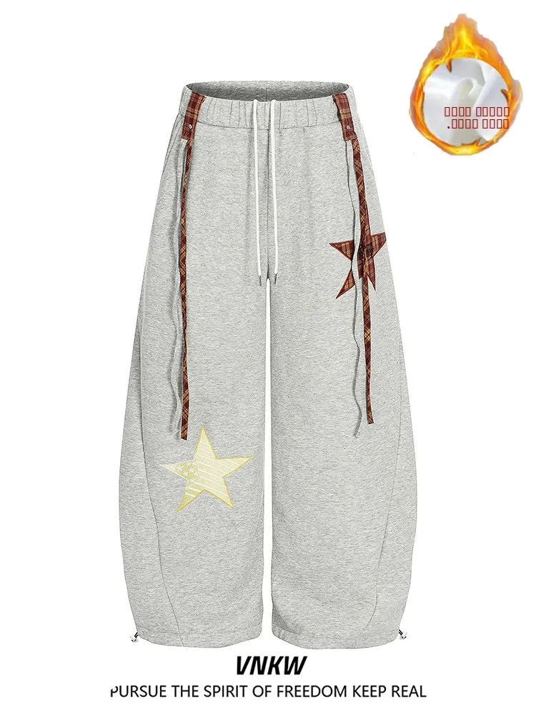 

Ретро-спортивные штаны в стиле американского хип-хопа, унисекс, на флисовой подкладке, теплые, свободные, с широкими штанинами, для мужчин и женщин, зимние...