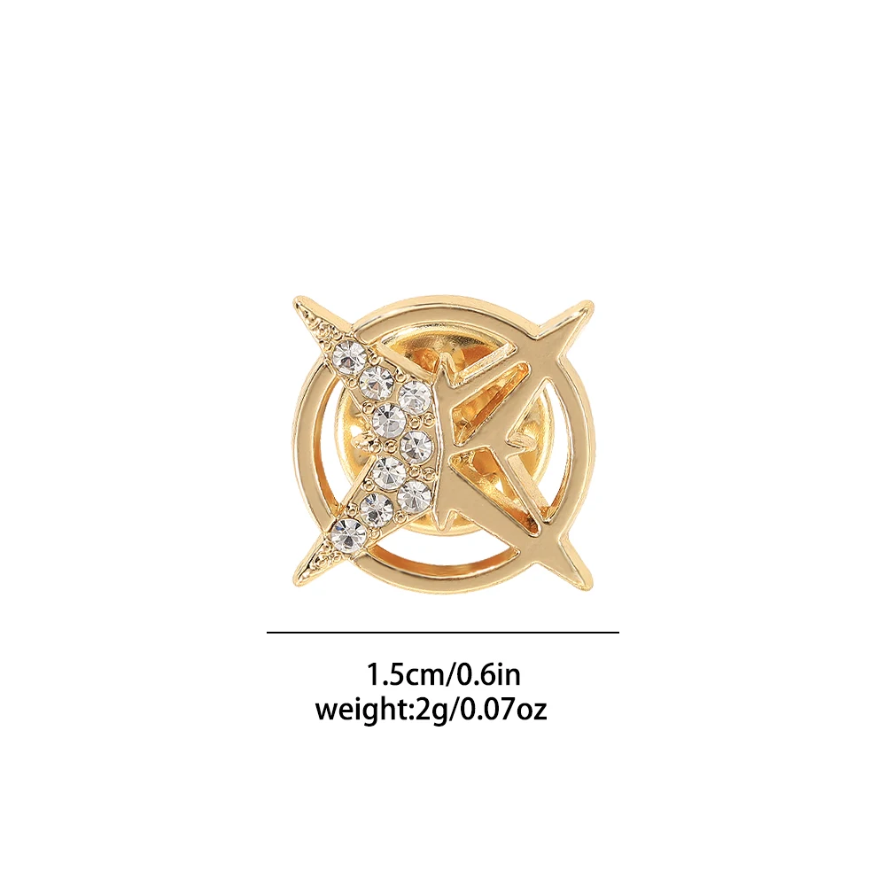New Pretty Half Howllow Out Star 4-Pointed Design Crystal Brooches Women Girls Planet Mini Backpack Pins