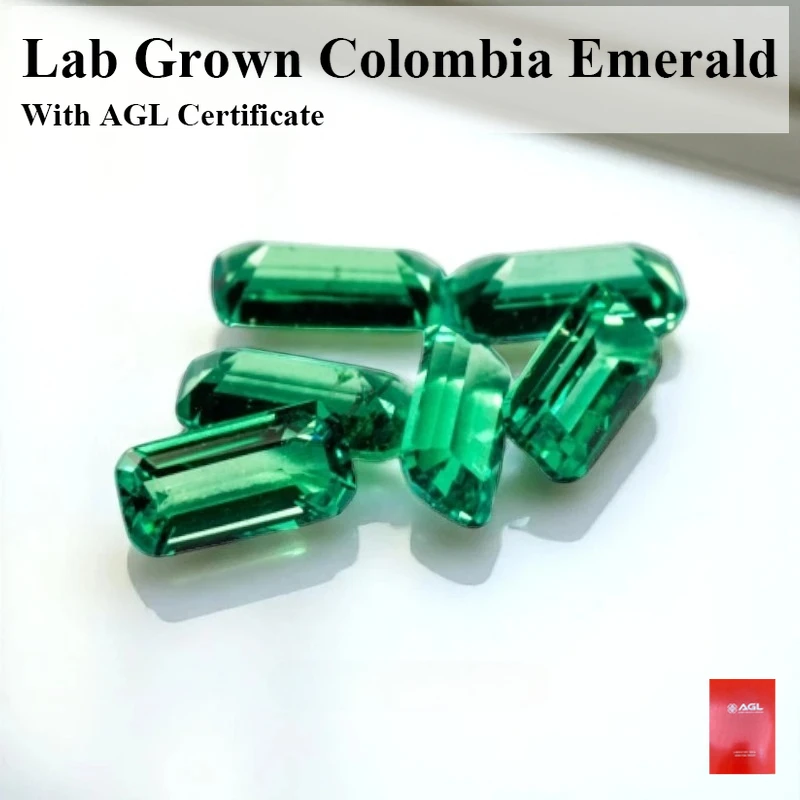 

Top Lab Grown Columbia Emerald Stones Hand-cut Hydrothermal Emeralds Gemstone For Diy Jewelry Making Selectable AGL Certificate