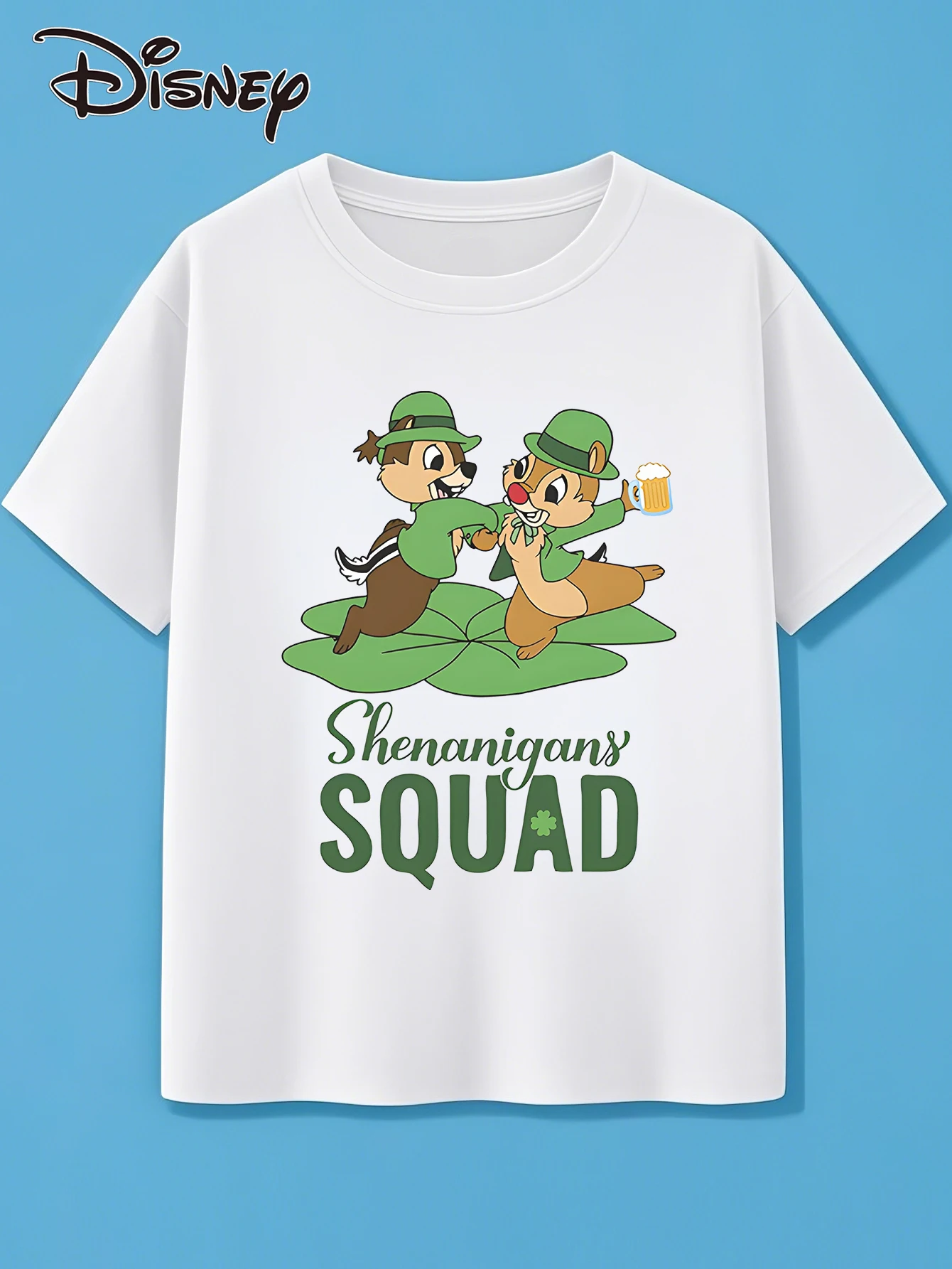 

Disney Chip & Dale St. Patrick'S Day Themed Crewneck T-Shirt, Unisex & Versatile, Perfect for Holiday Parties & Daily Wear