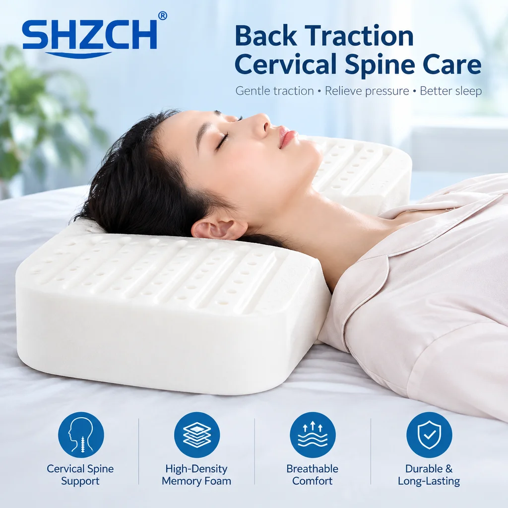 Latex Bed Pillow Support Cervical Pillow for Neck Shoulder Pain and Spine Alignment Sleepers with Removable Cover