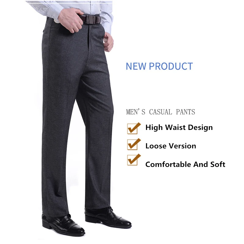 MRMT 2024 Brand Men\'s Trousers Middle-aged Men Trousers Casual Loose Thin Pants for Male Straight High Waist Man Trouser Pant