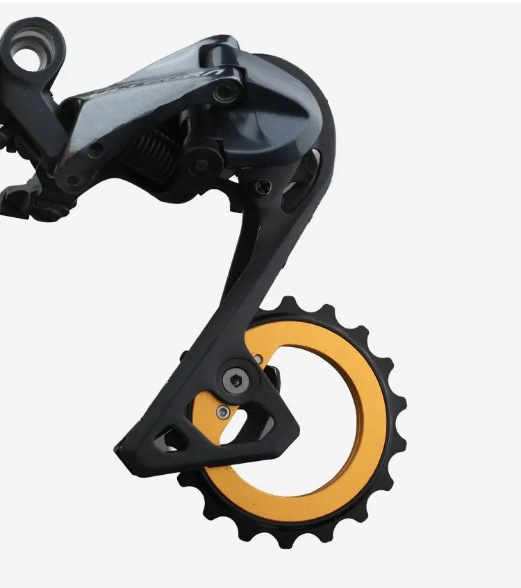 18T Exzentrisches Fahrrad-Schaltwerk-Führungsrad mit Vollkeramiklager, selbstschmierend, rostfrei, keine Schmierung erforderlich, aus Legierung – Detail 7