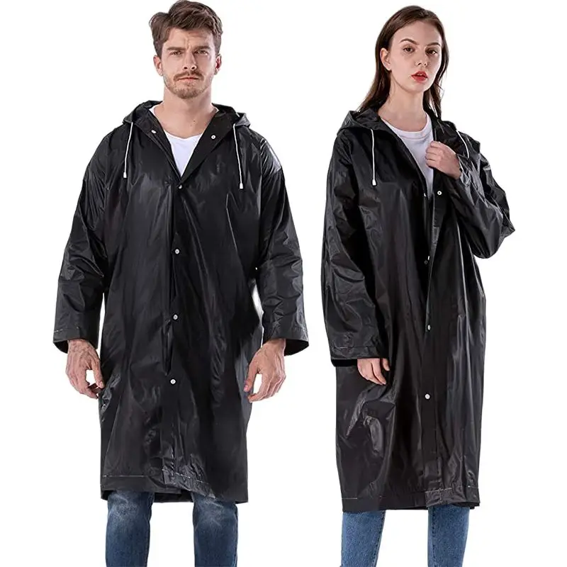 

EVA Waterproof Rainwear Suit Essential for Outdoor Women Men Black Unisex Raincoat Thickened Water-proof Rain Coat Adults Child