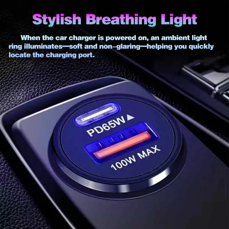 165W PD65W PPS 40W 2 Port Mini Car Charger with PD20/QC3.0 Super Fast Charging USB car Cigarette Lighter Adapter for phones