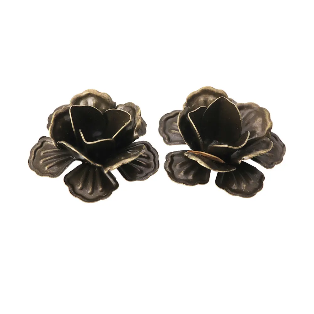 20PCS 21x10MM Antique Bronze Silver Color Gold Color Iron 3D Flowers Beads Caps Spacer Jewelry Findings Accessories Wholesale