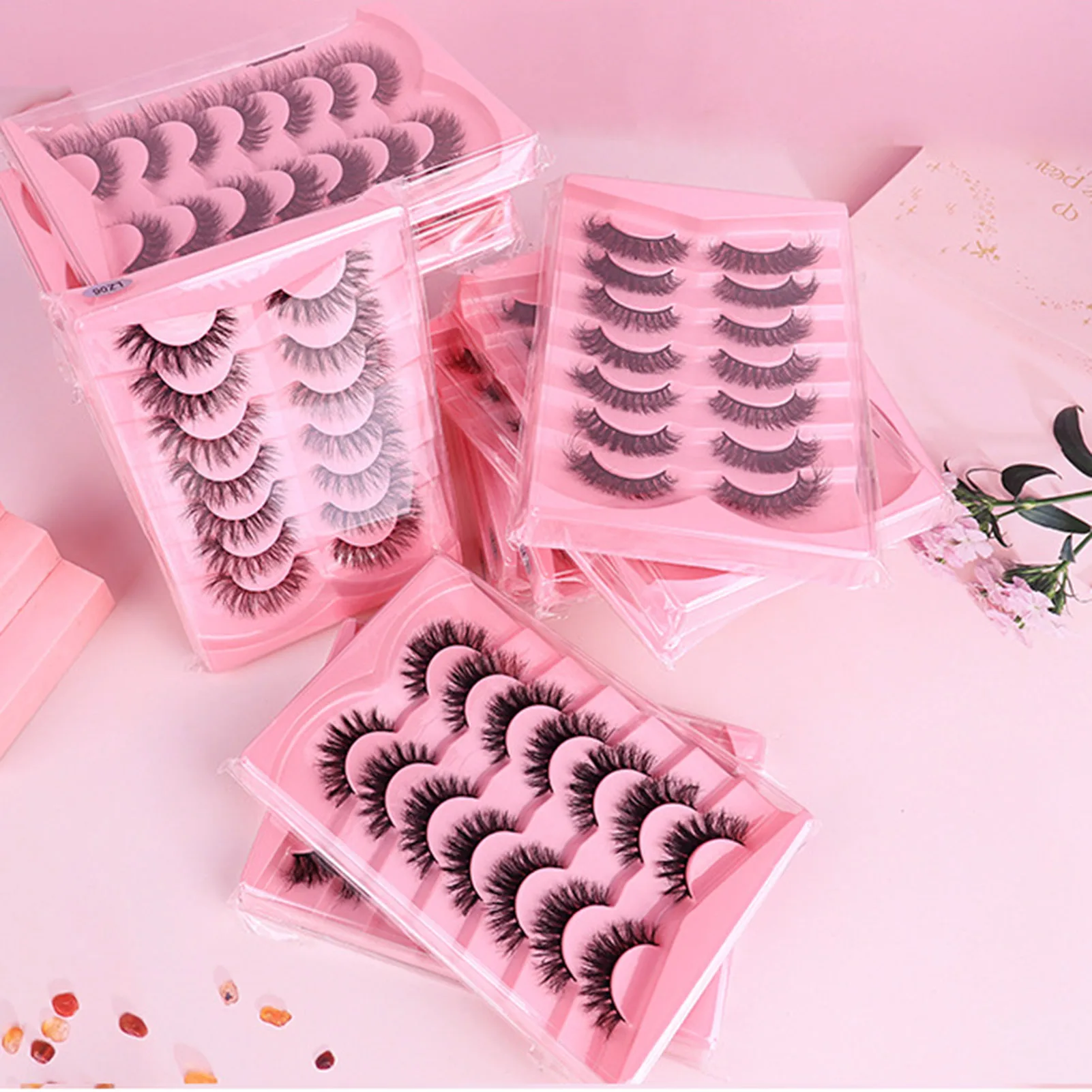 7 Pairs Fluffy False Eyelashes Thick Soft Curly Fake Lashes Makeup