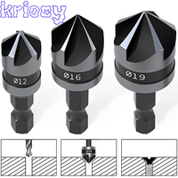 3PCS Hex Countersink Boring 90 Degrees Countersink Drill Bit for Woodr Metal Chamfer Cutter Chamfer Metal Drilling Bit Set