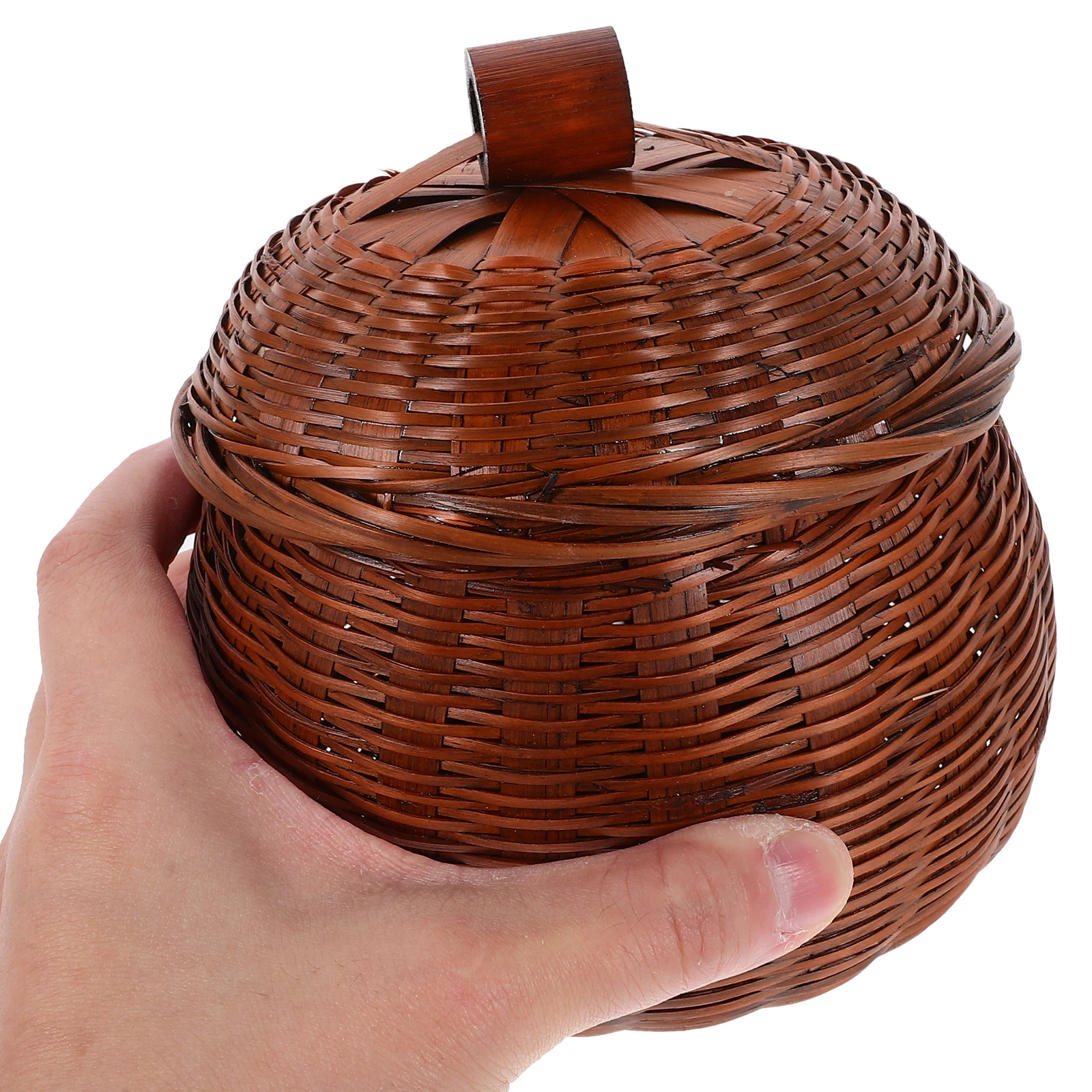 

Storage Box 11cm Mini ganizer Basket for Home Bamboo Baskets For Storage Office Desktop Handmade Gift