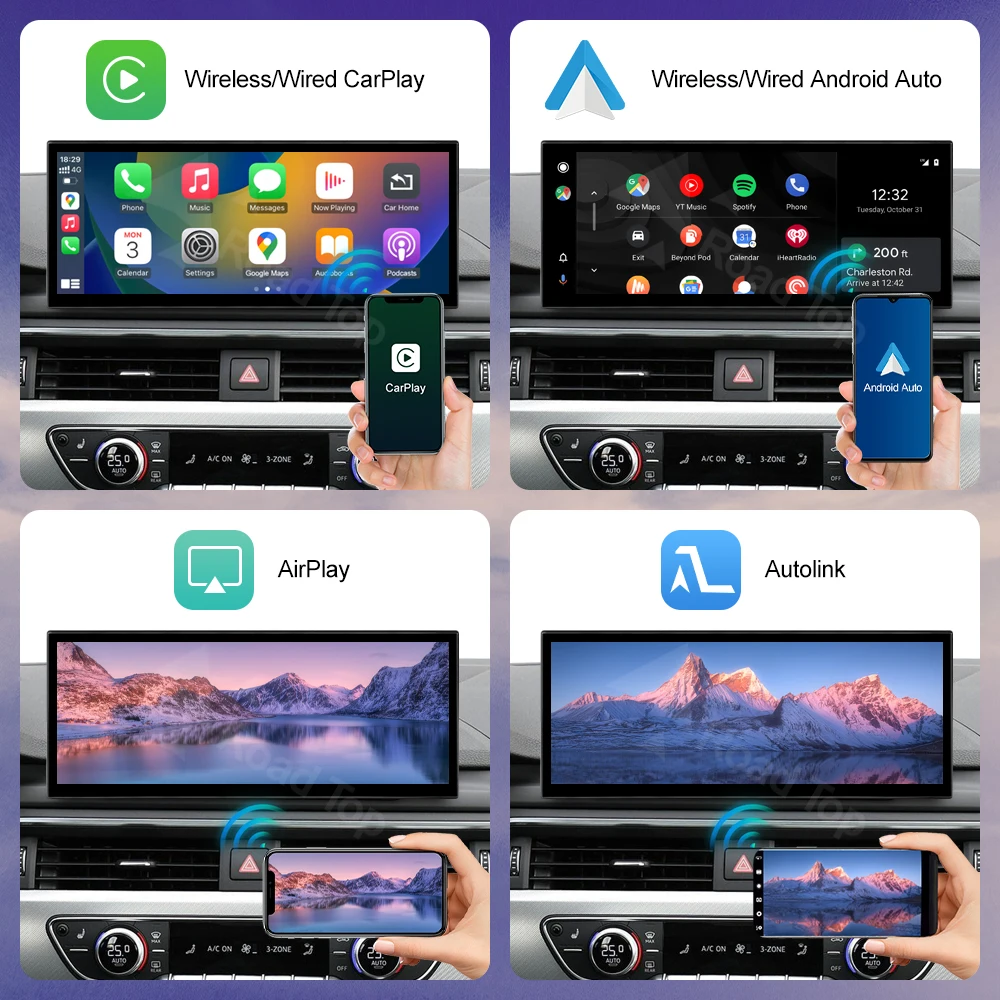 شاشة الوسائط المتعددة للسيارة CarPlay اللاسلكية لأودي A4 A5 2016-2019 أندرويد السيارات دعم Airplay كاميرا راديو GPS مشغل السيارة #6