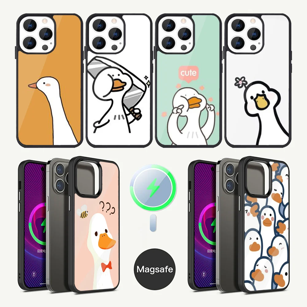 

Cute cartoon transparent duck Phone Case For iPhone 16,15,14,13,12,11,Plus,Pro,Max Mini Magsafe Magnetic Wireless Charging