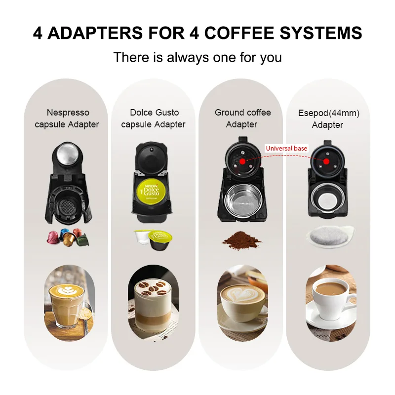 Automatic 4 in 1 DG/NES Capsule Powder Coffee Pod Home Hotel Room Kitchen Multi Coffee Machine