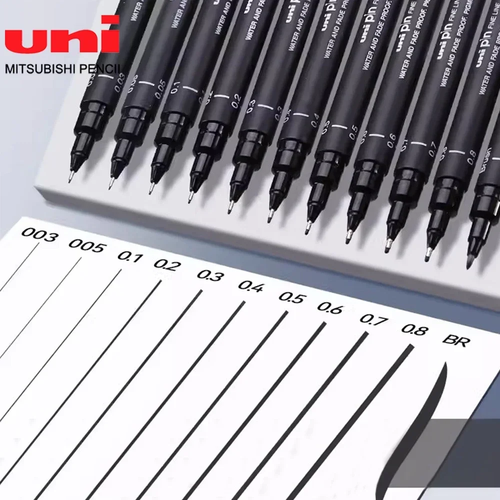 11psc Japan UNI Gel Pen PIN-200 Painting brushes Hand-drawn Comic Design Drawing Handbook Art Supplies Stationery