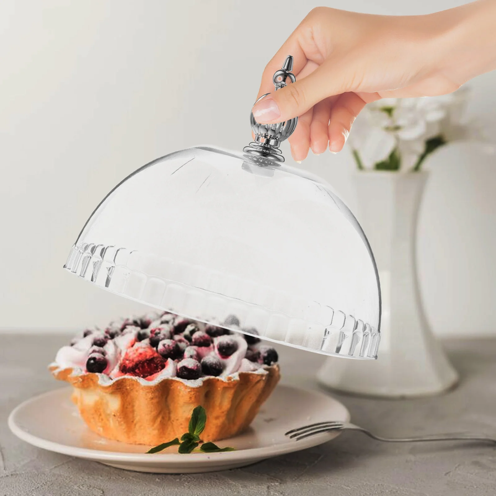 

Cake Dome Cover 6.8 Inch Transparent Heat Resistant Plastic Cake Stand Lid For Food Storage Dessert Display Baking Pastry