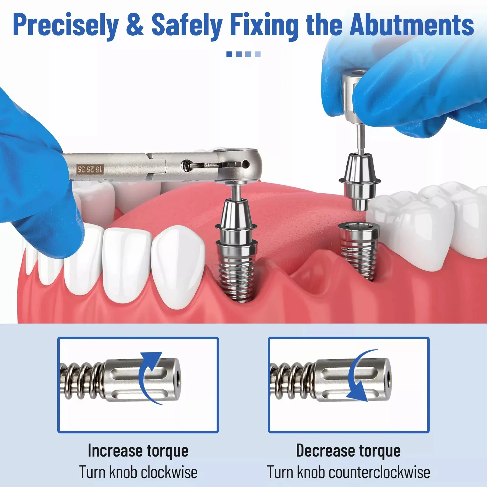 Universal Dental Implant Torque Wrench Screwdriver Prosthetic 10-40NCM Ratchet Drivers Kit