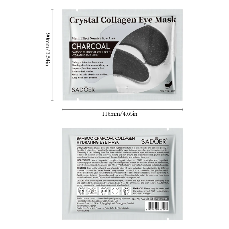 5 أزواج SADOER الأسود كريستال الكولاجين قناع عين المضادة للتجاعيد مكافحة الشيخوخة ترطيب مكافحة الهالات السوداء بقع عين أقنعة هلامية #6
