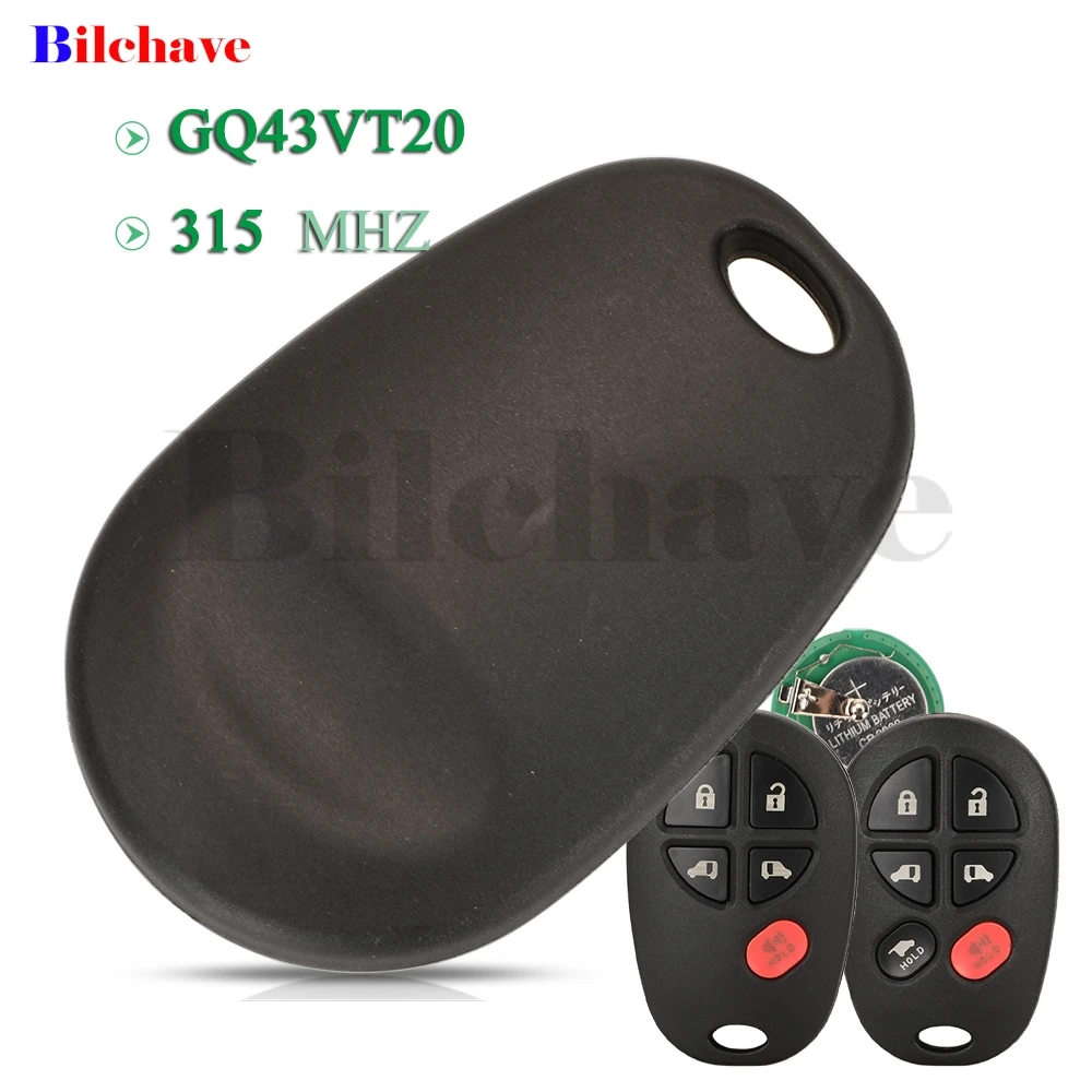 jingyuqin GQ43VT20T 5/6 Buttons 315Mhz Remote Car Key Replacement For Toyota Tacoma Tundra Highlander Sequoia Sienna 2008-2012