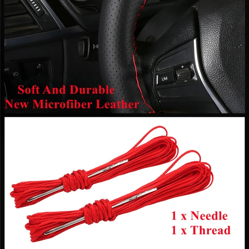 Car Steering Wheel Braid Cover 38cm 15inch Artificial leather Needles And Thread Soft Non-slip Auto Interior Accessories Kits