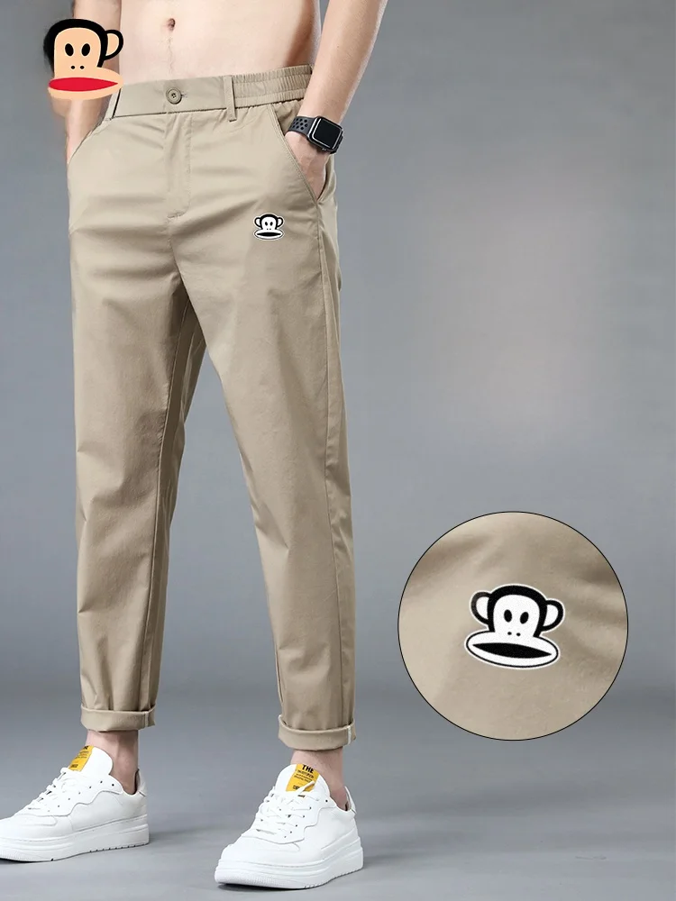 

Мужские повседневные брюки Paul Frank из ледяного шелка с охлаждающим эффектом, свободные, прямого кроя, весна-лето, модные, японский стиль, дышащие