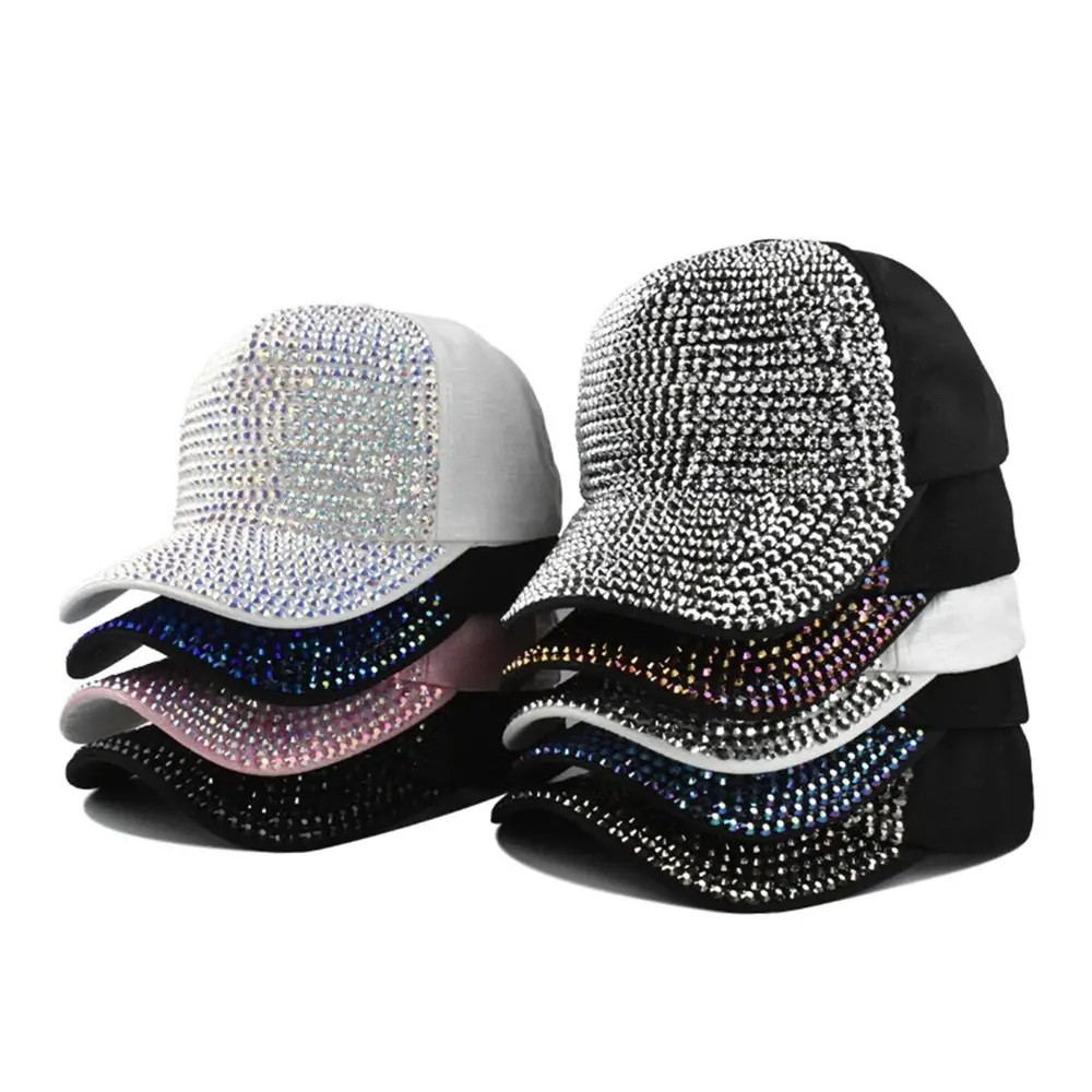 Fashion Luxury Rhinestones Sequins Baseball Cap For Women Girls Summer Cotton Hat Snapback Hiphop Hat