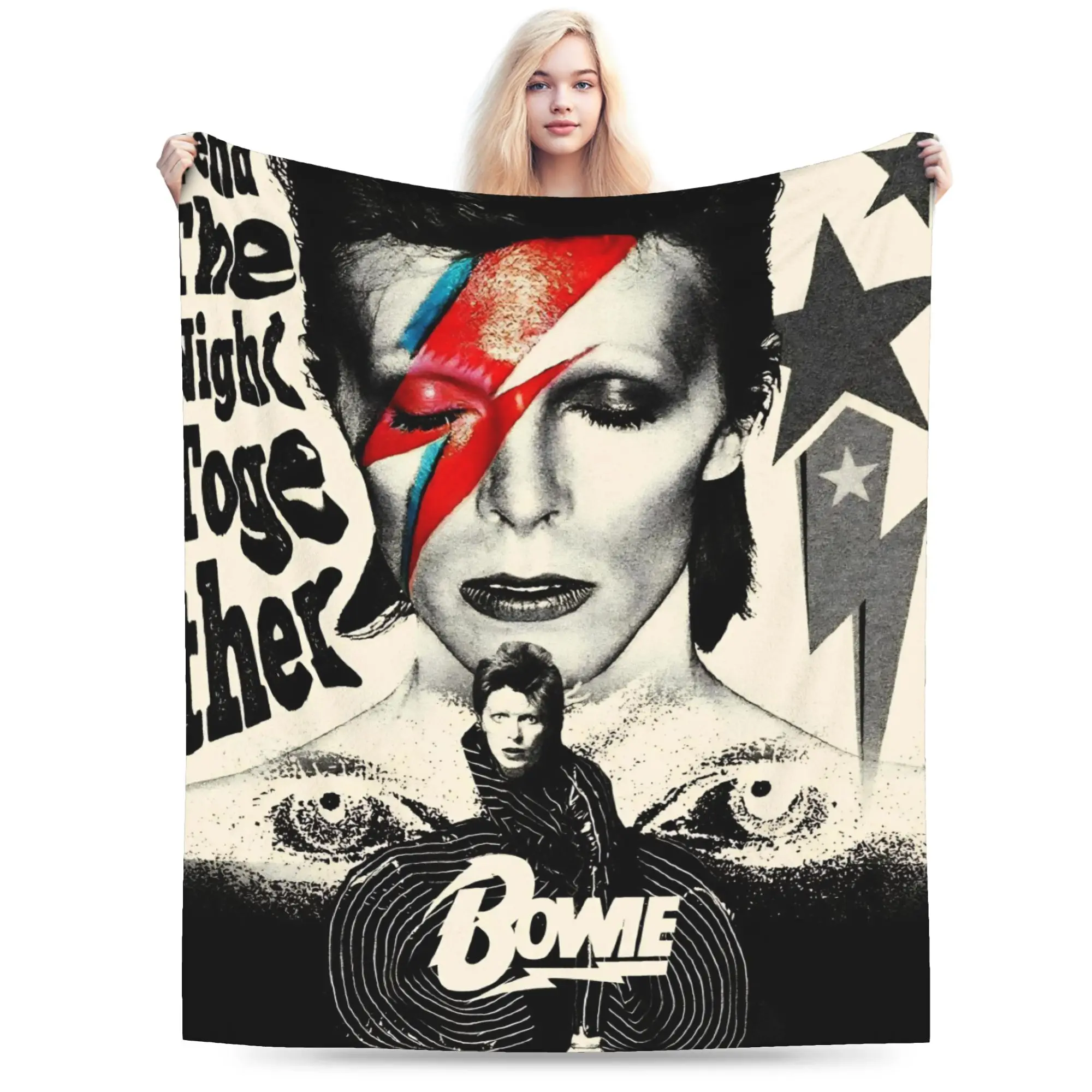 Davids Bowied  Plush Blankets Children  Flannel Throw Blanket For Outdoor Warm Soft Design Quality Bedspread Gift Idea