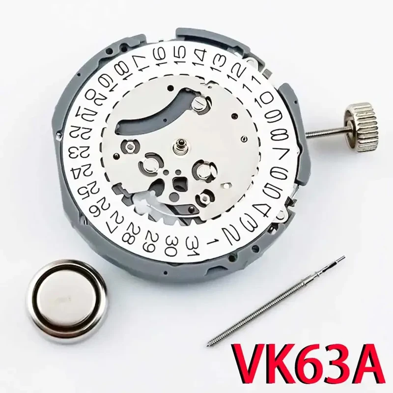 

2026 VK63 VK63A Movement Black/White 3H Date/Disc Wheel Version with VK63 Watch Hands Luminous 6-Hands Watch Needle Accessories