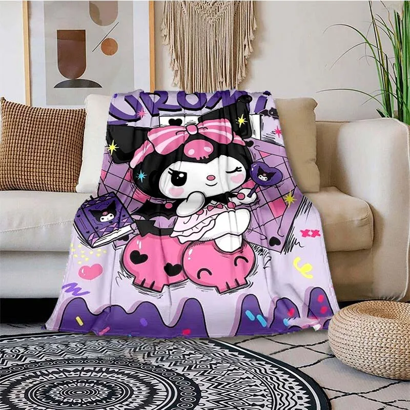 

Sanrio Kuromi Printed Blanket Travel Picnic Blanket Children's Adult Household Blankets Gift