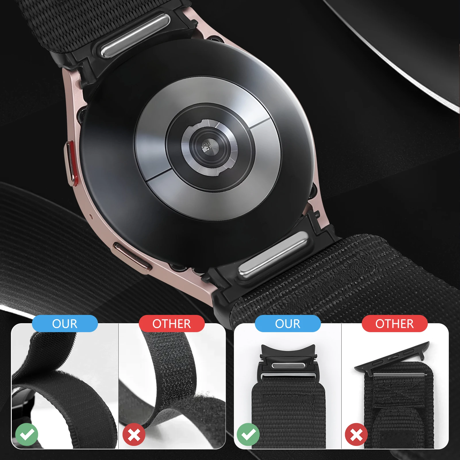 Ремешки для Samsung Galaxy watch 7/FE/5 Pro/4/6 classic 44 мм 40 мм без зазоров Прочный нейлоновый браслет Correa на запястье Galaxy watch 7 Band