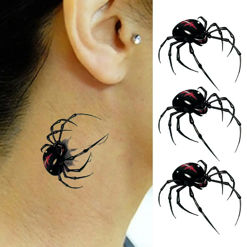 3D Spider Temporary Tattoo Stickers Waterproof Body Art for Neck Arm Back Realistic Spider Tattoo Stickers for Halloween Parties