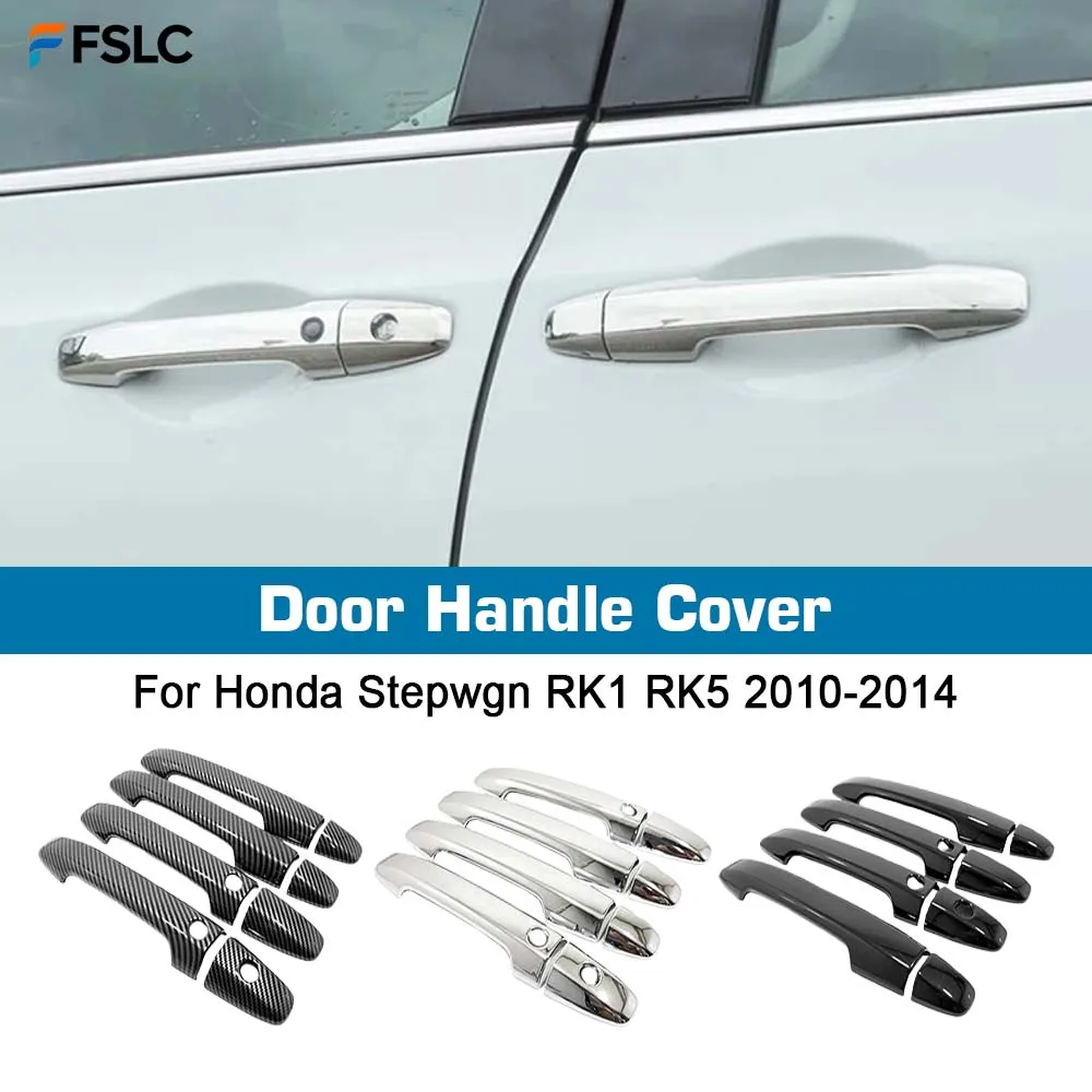 

⭐Genuine⭐ Door Handle Frame Cover For Honda Stepwgn RK1 RK5 2010-2014 Carbon Chrome Black Car Door Knob Protector Garnish Trim
