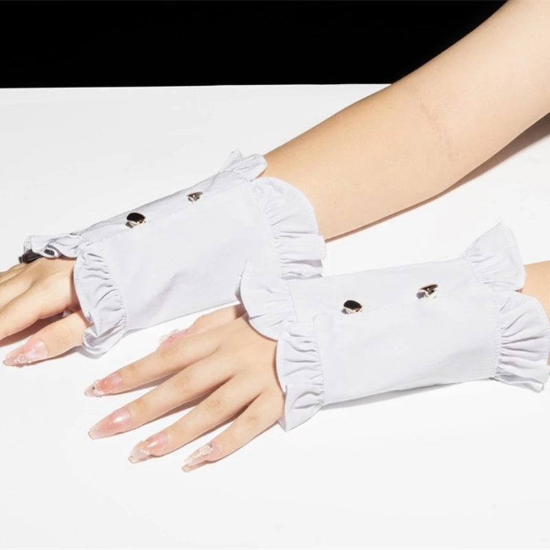 أصفاد معصم مزخرفة مكشكشة قابلة للإزالة للمراهقات وأكمام كاذبة قابلة للفصل وإكسسوارات المعصم للملابس العصرية