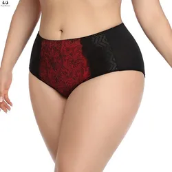 Beauwear Red Black Floral Print Lace Underpants for Women Plus Size Xl Xxl Xxxl Xxxxl Xxxxxl Xxxxxxl Ultra-Thin Female Panties